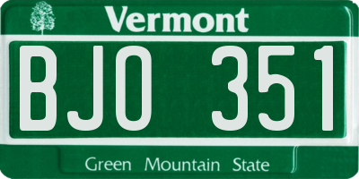 VT license plate BJO351
