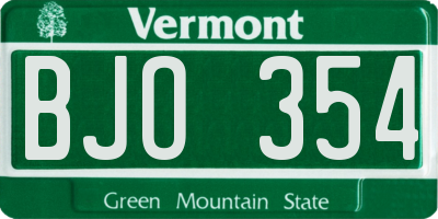 VT license plate BJO354