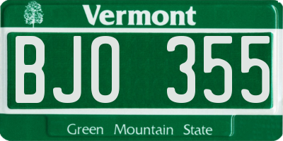 VT license plate BJO355