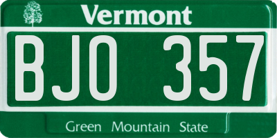 VT license plate BJO357