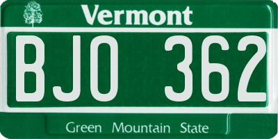 VT license plate BJO362