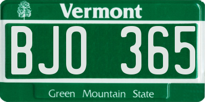 VT license plate BJO365