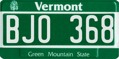 VT license plate BJO368