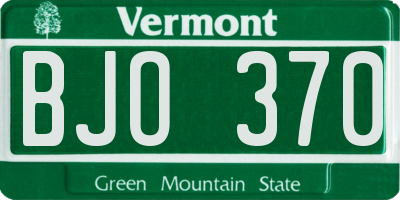 VT license plate BJO370