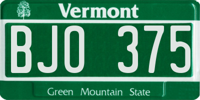 VT license plate BJO375