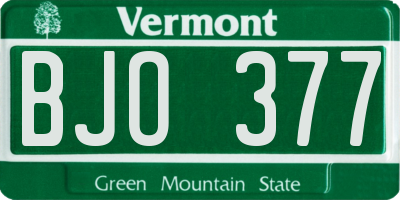 VT license plate BJO377