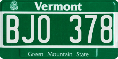 VT license plate BJO378