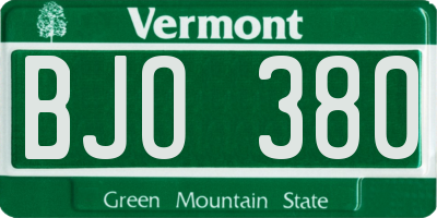 VT license plate BJO380