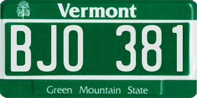 VT license plate BJO381