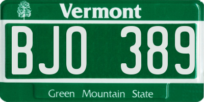 VT license plate BJO389