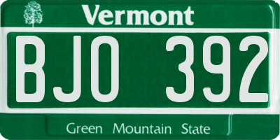 VT license plate BJO392