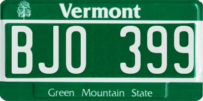 VT license plate BJO399