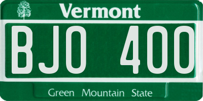 VT license plate BJO400