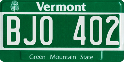 VT license plate BJO402