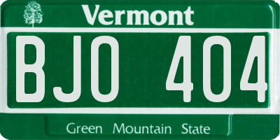 VT license plate BJO404