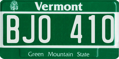VT license plate BJO410