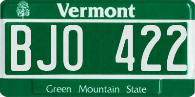 VT license plate BJO422