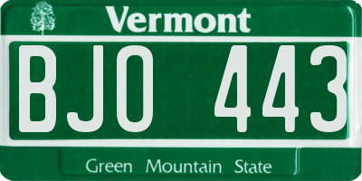 VT license plate BJO443