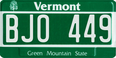VT license plate BJO449