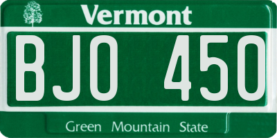 VT license plate BJO450