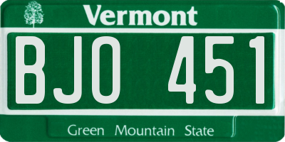 VT license plate BJO451