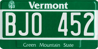 VT license plate BJO452