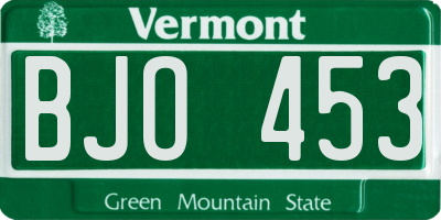 VT license plate BJO453