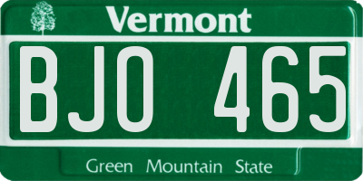 VT license plate BJO465