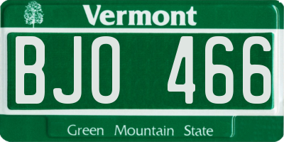 VT license plate BJO466