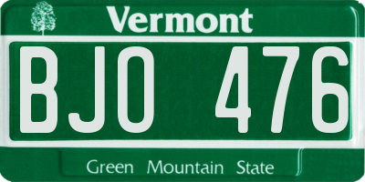 VT license plate BJO476