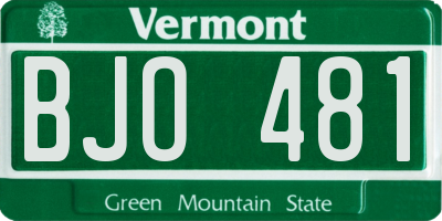 VT license plate BJO481