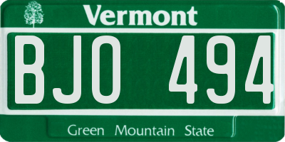 VT license plate BJO494