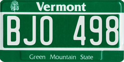 VT license plate BJO498