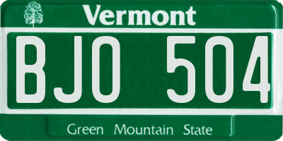 VT license plate BJO504