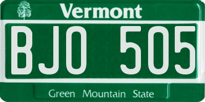 VT license plate BJO505
