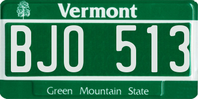 VT license plate BJO513