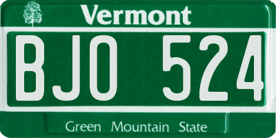 VT license plate BJO524