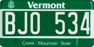 VT license plate BJO534