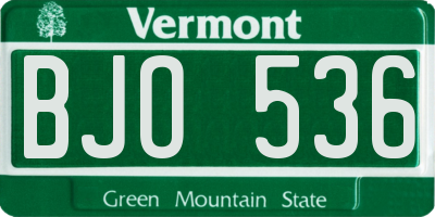 VT license plate BJO536