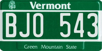 VT license plate BJO543