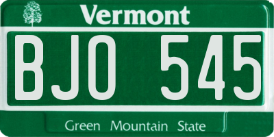 VT license plate BJO545