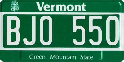 VT license plate BJO550