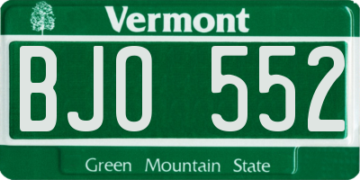 VT license plate BJO552