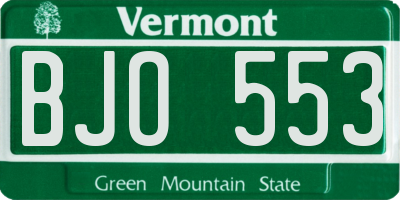 VT license plate BJO553