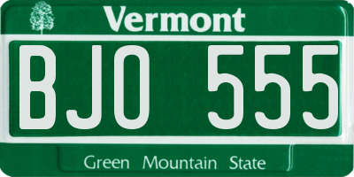 VT license plate BJO555