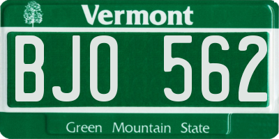 VT license plate BJO562