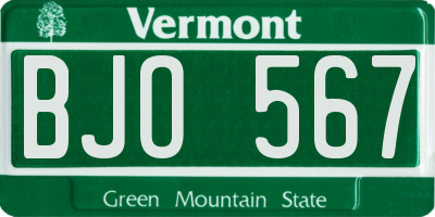 VT license plate BJO567