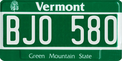 VT license plate BJO580