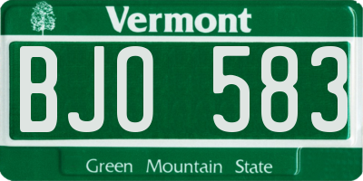 VT license plate BJO583