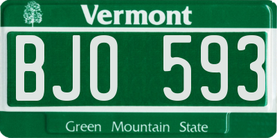 VT license plate BJO593